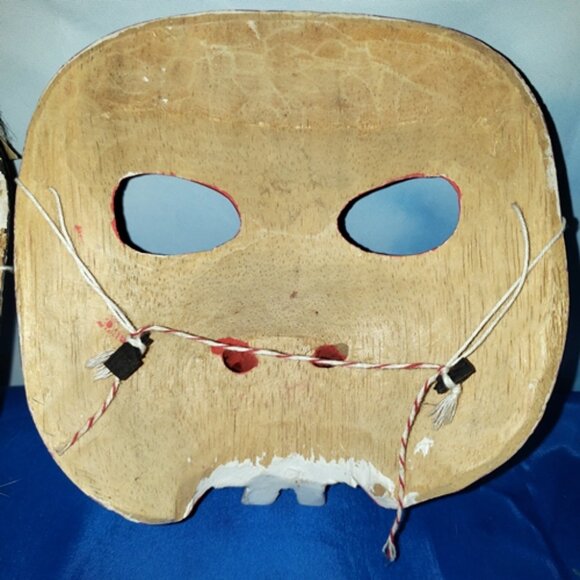 5 - Vtg Wood Indonesia Bali Topeng Dance Theater Demon Half-Masks Handcrafted - Picture 7 of 11